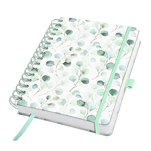 Sigel JN656 Spiralblock A5 blanko, Notizblock Bullet Journal Jolie, stärkeres 120 g Papier, Eucalyptus Day, 240 Seiten, vegan, aus nachhaltigem Papier hergestellt