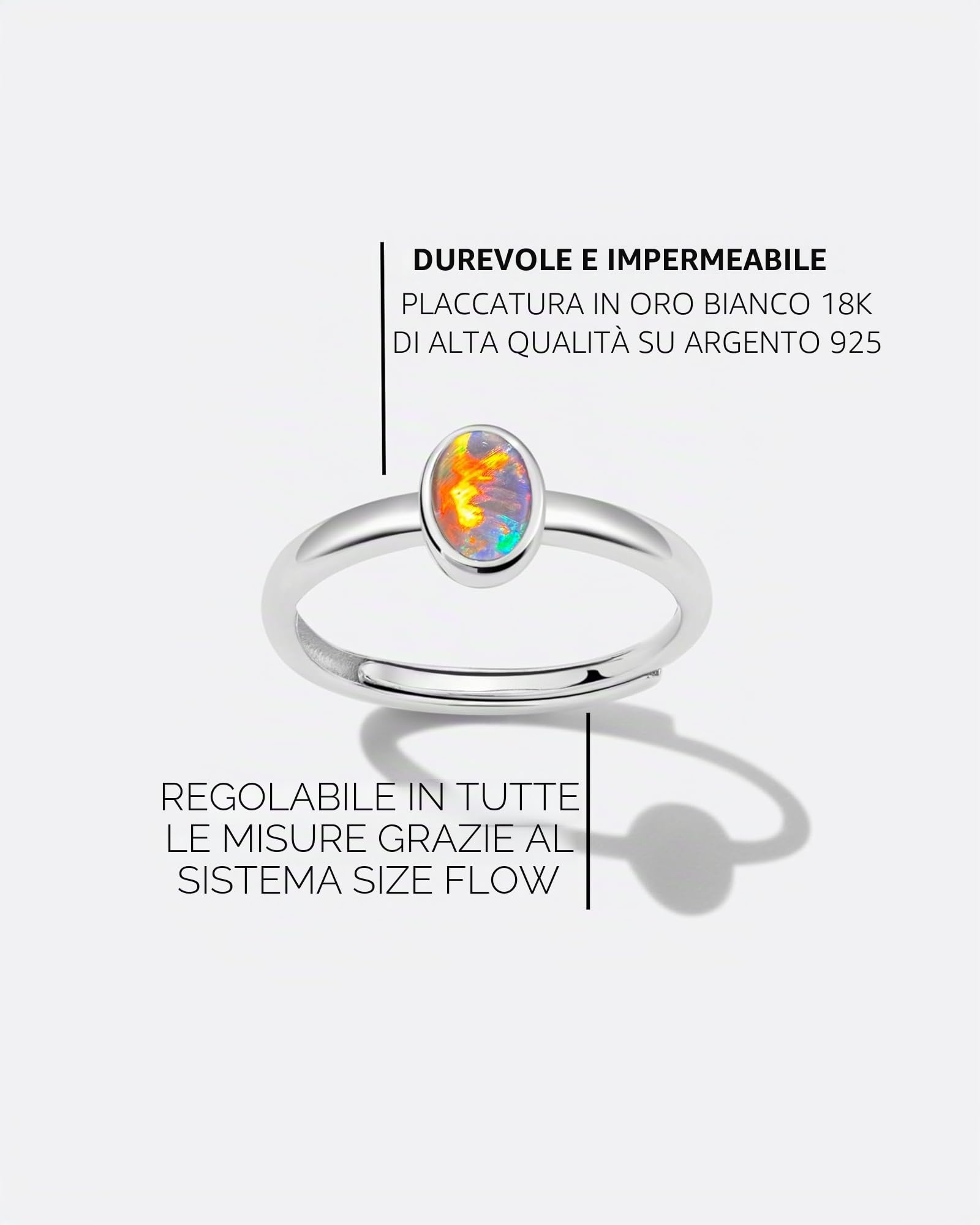 Anello da donna con opale australiano, in argento 925