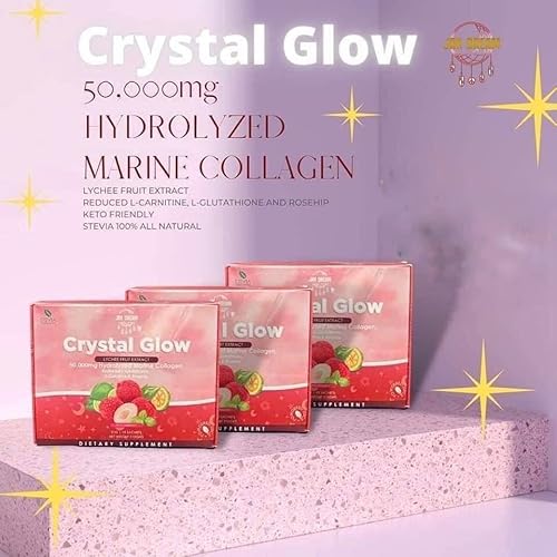 Jrk Dream Crystal Glow Hydrolyzed Marine Collagen Mix With Glutathione & Lychee Extract, 10 Sachets #TOP1