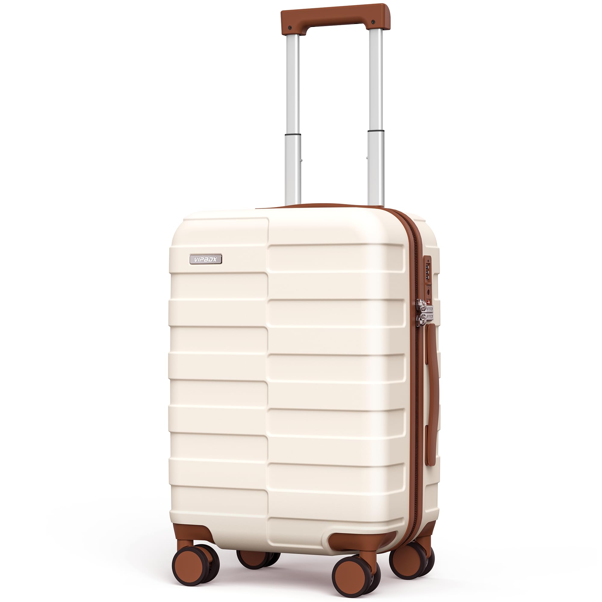 Vipbox Valigie Rigide Piccolo 55cm (3 ANNI DI SERVIZIO VIP) Policarbonato Ultra Leggera Trolley da Viaggio Durevole Valigia con Chiusura TSA e 4 Ruote, Bianco Elegante