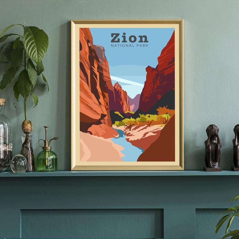 Miniatura 3 de Póster del Parque Nacional Zion, impresiones artísticas de pared de los parques nacionales Zion, póster de viaje retro de Utah, pósteres vintage del