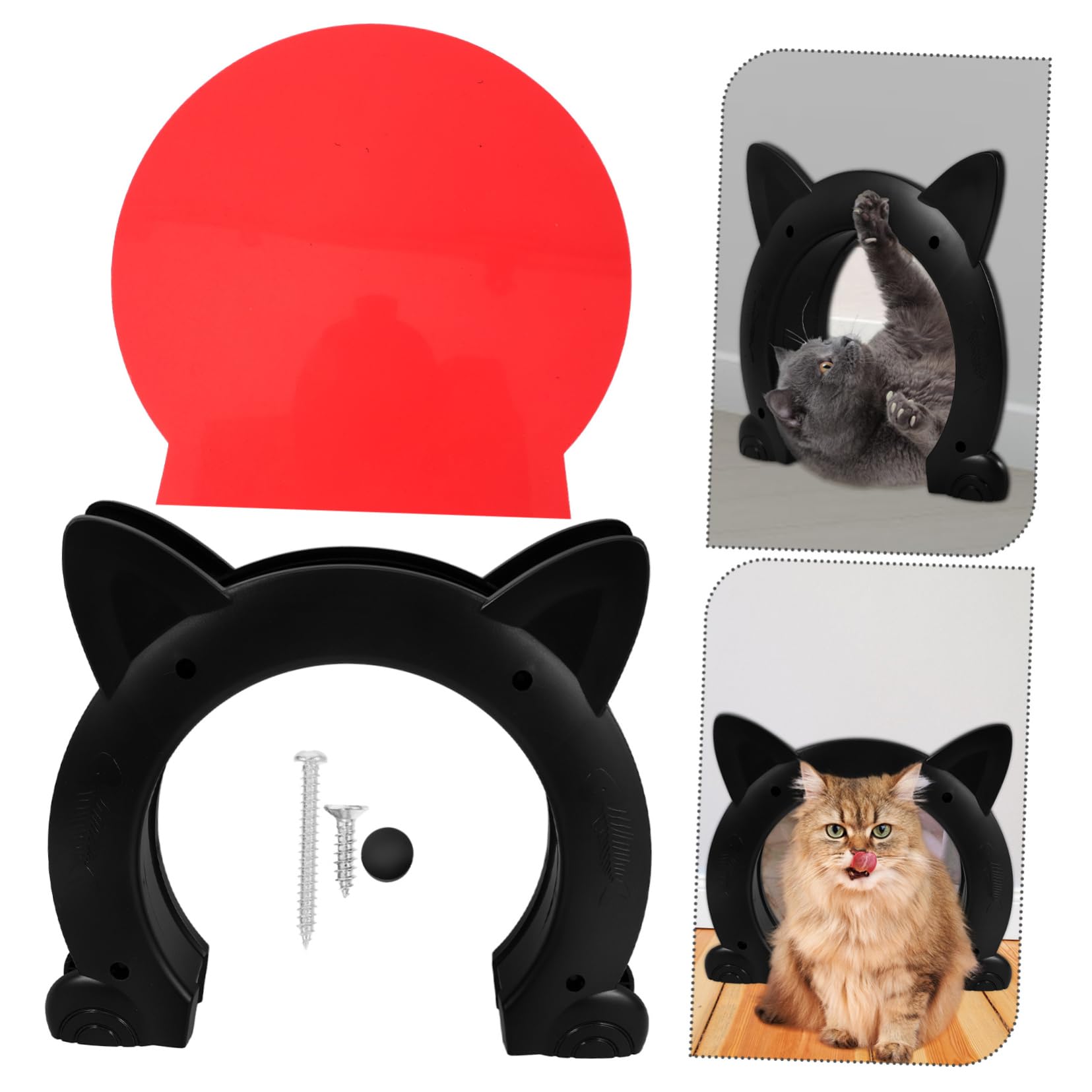 Mittlere Schwarze Katzentür aus Robustem Kunststoff Dekoratives Haustierloch für Innenräume Einfache Sichere und Bequeme Haustierklappe für Katzen und Kleine Hunde
