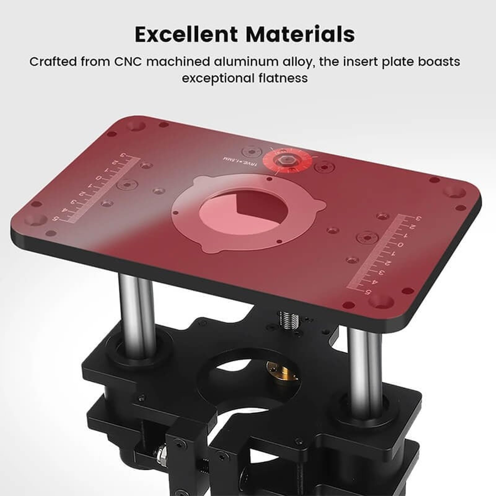 Système de Levage de Routeur, Table de Levage de Précision pour Moteur de 3-1/2 de Diamètre, Plaque 9-1/4'' X 11-3/4'' et Kit de 3 Anneaux D'insertion, Compatible avec