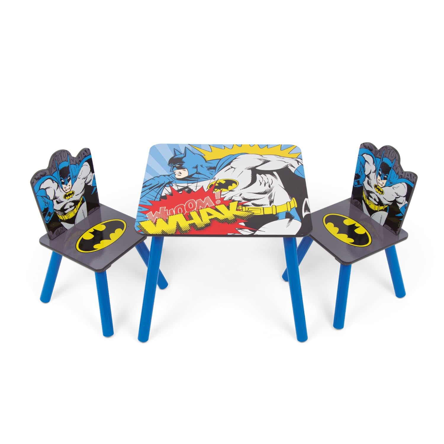 ARDITEX - Ensemble Table et 2 Chaises en Bois pour Enfants Licence Officielle Batman - Table 50x50x44 cm/Chaise 26,5x26,5x50 cm - Bleu Nuit - Idéal pour Jouer et Dessiner
