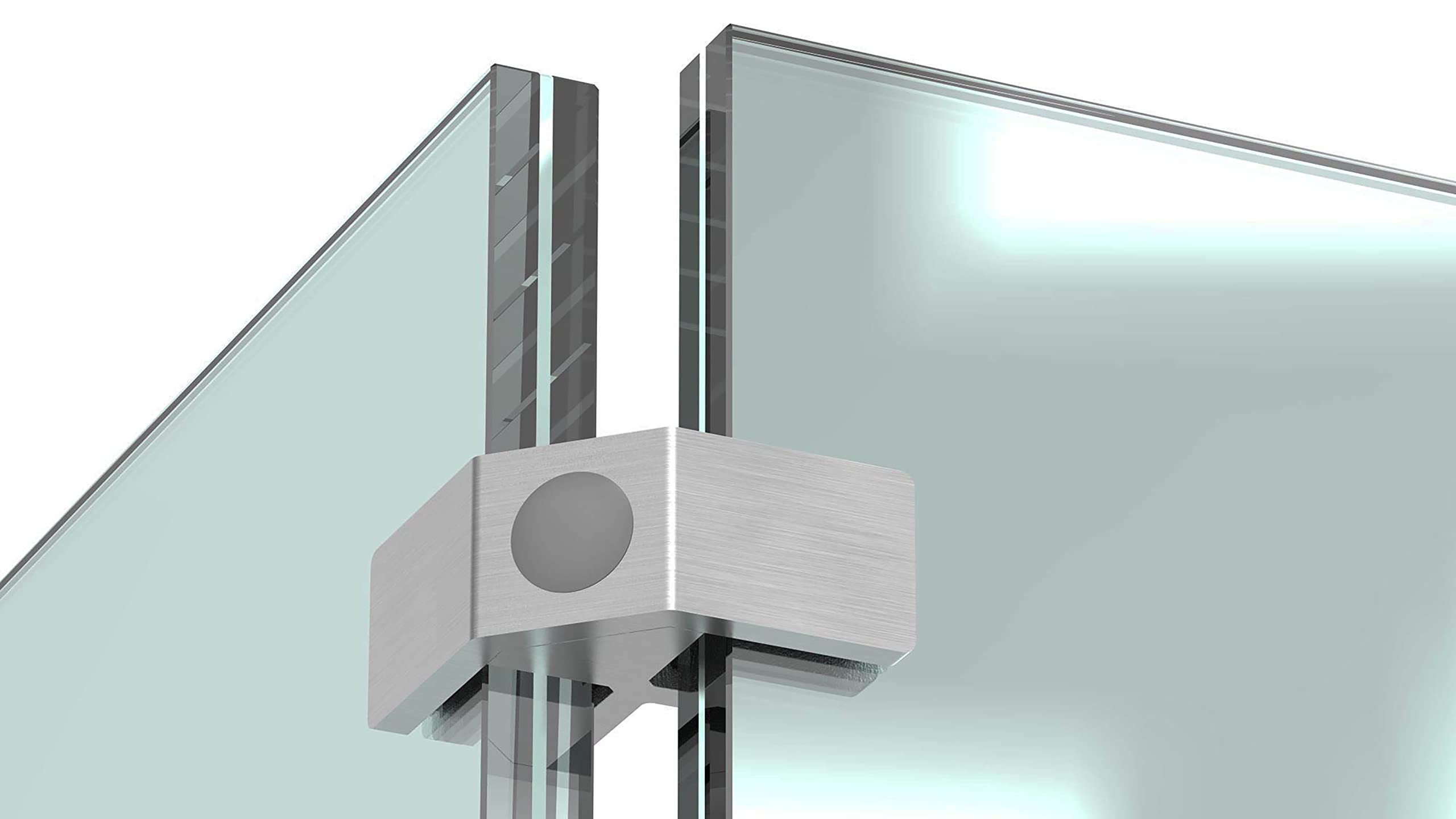 STEINBACHER© | Morsetto per vetro angolare a 90° in acciaio inox/allineatore di vetro per ringhiera tutto vetro, V4A