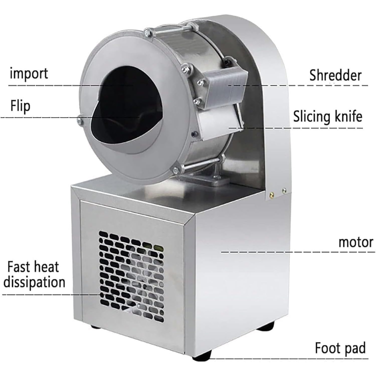 Elektrischer Gemüsehobel, 180W Edelstahl Shredder, Einstellbare Scheibendicke, 1400 U/min für effizientes Schneiden von Kartoffeln, Kohl, Karotten, Radieschen