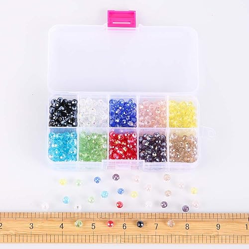 Miniatura 4 de Cuentas de vidrio Briolette de 0.236 pulgadas para hacer joyas, 500 piezas de color AB, cuentas espaciadoras de cristal de color facetadas en forma