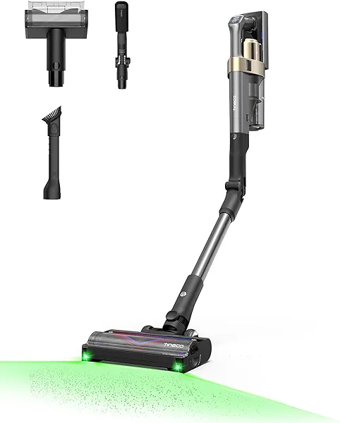 Tineco Pure ONE A90S Cordless Vacuum Cleaner, 270AW Powerful Suction Stick Vacuum Cordless Rechargeable, Up to 105min Runtime, 3DSense Master Brush, 150° Green LED Light with Floor Type Detection