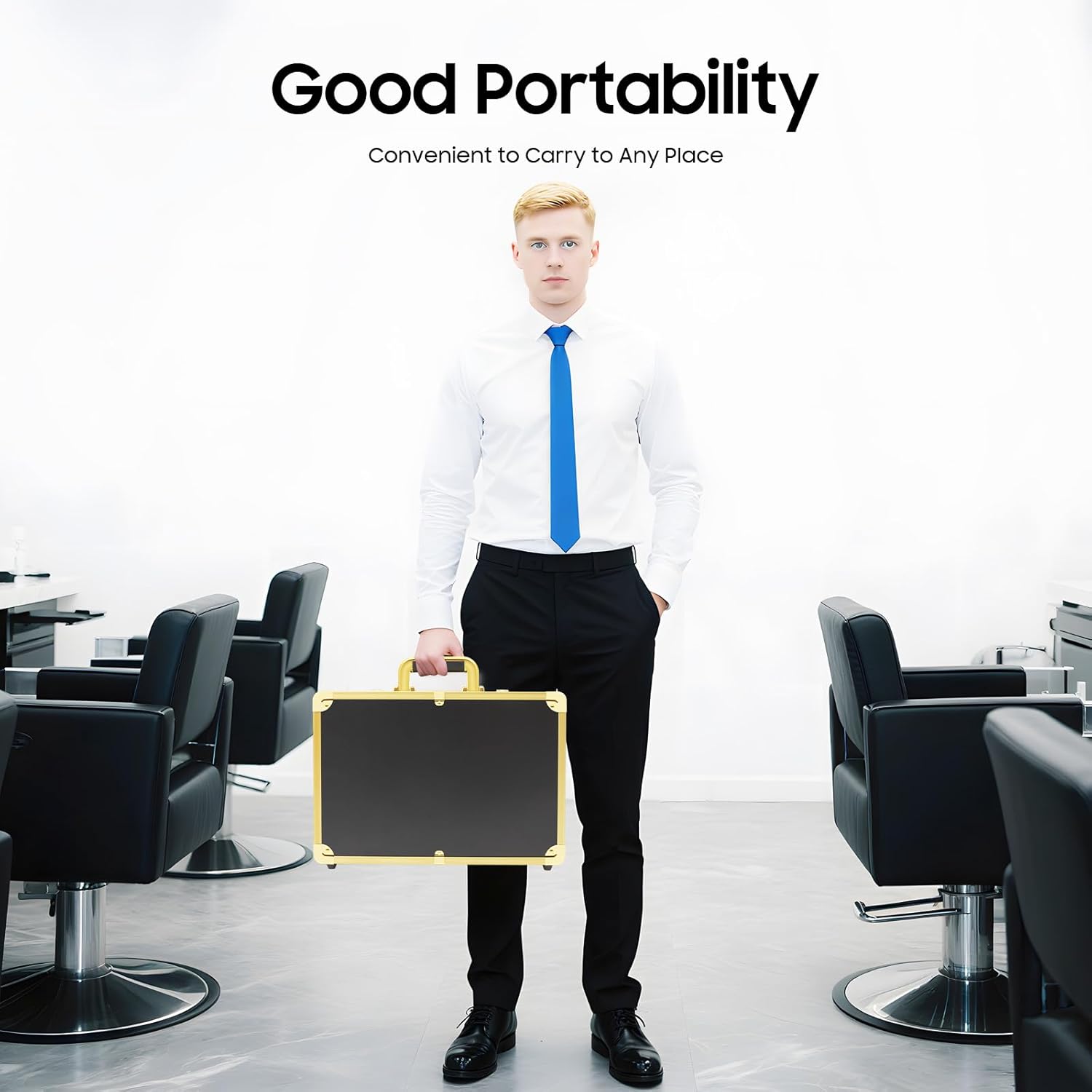 Professional Makeup Train Case Cosmetic Organizer Box Barber Station Makeup Artist Organizer Kit Hair Stylist Case for Tech Hairstylist Barber