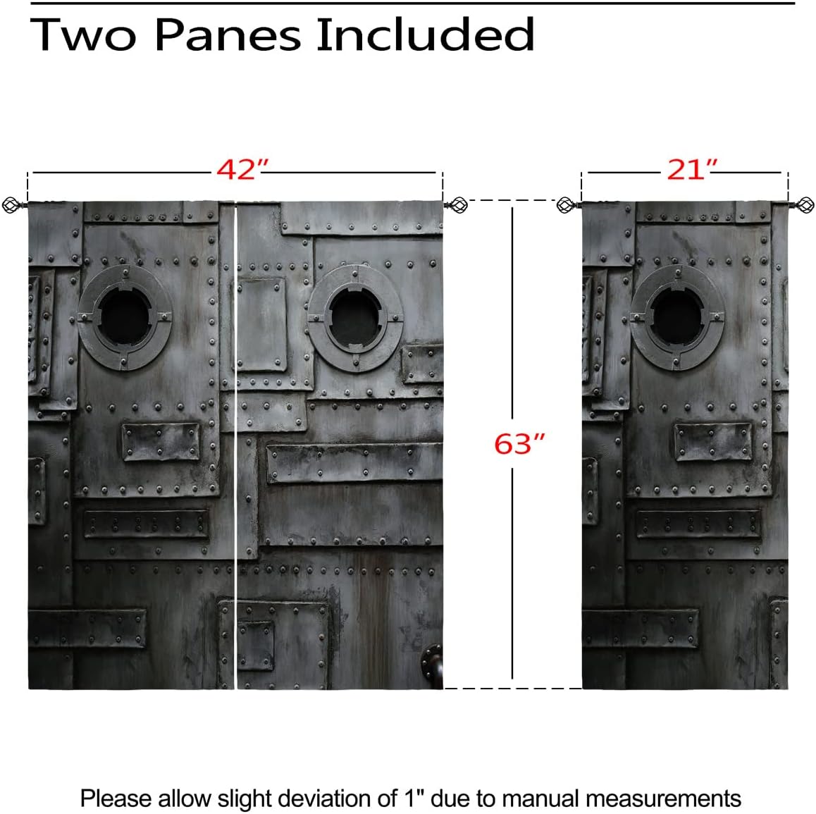 Industrial Blackout Curtains for Bedroom/Living Room Decor Grunge Wall Workshop Metal Gate Security Rod Pocket Thermal Insulated Drapes Darkening Window Curtain for Bedroom Living Room, 42 x 63 Inch
