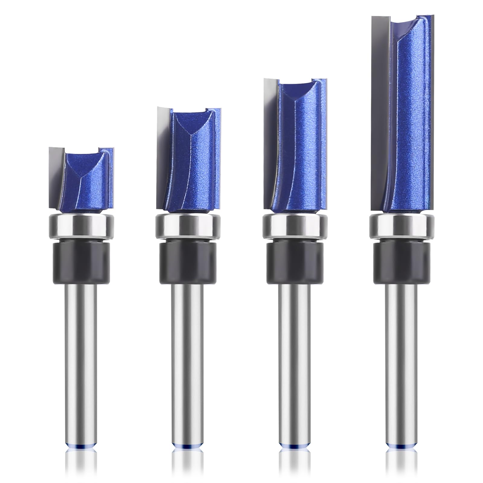 UTRUSTTO Professional Pattern Flush Trim Router Bits 1/4 Inch Shank, Bottom Bearing Flush Trim Router bit Set, Cutting Diameter: 1/2", Cutting Height