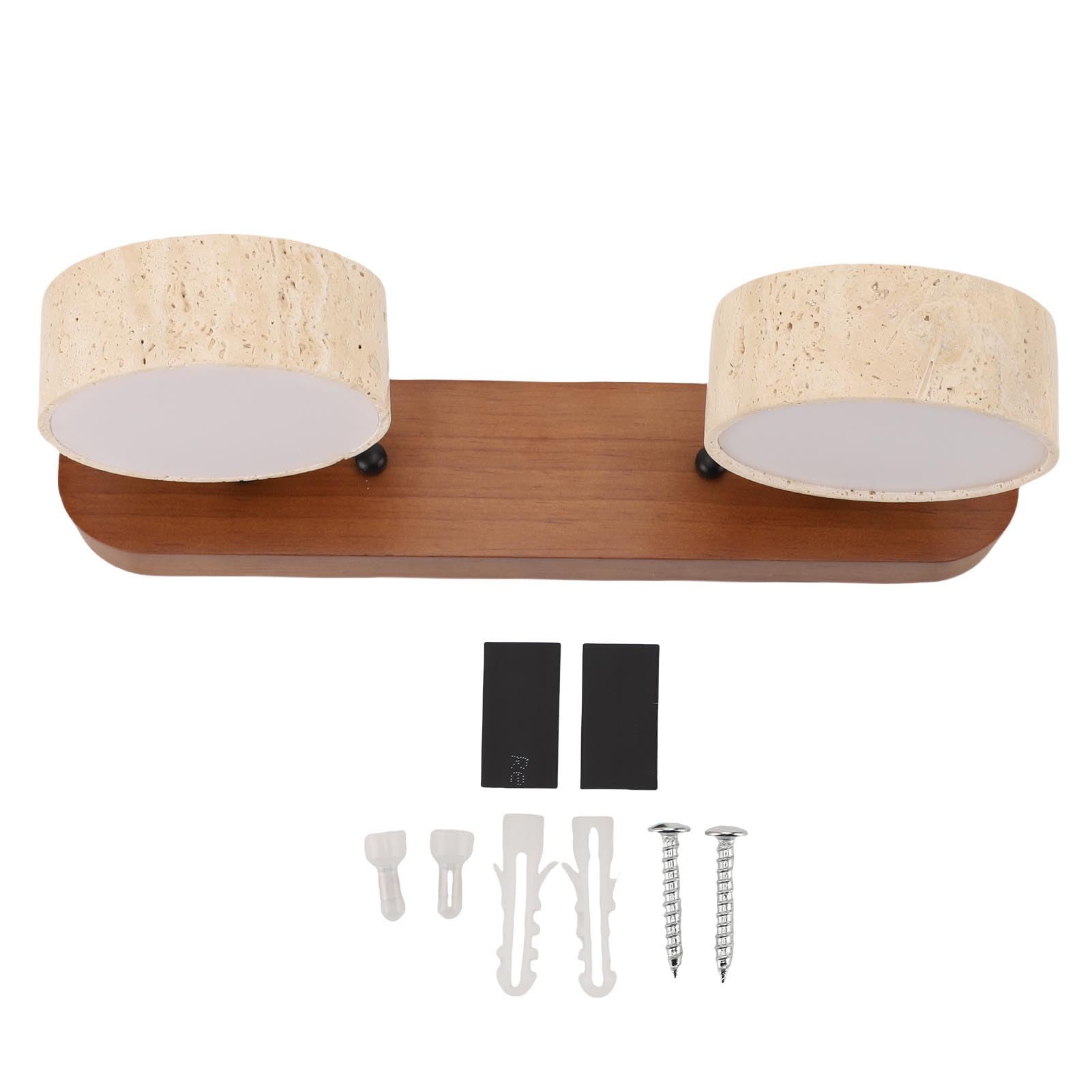 Aplique de Pared LED Giratorio Moderno con Marco de Piedra y Roble Accesorio de Baño de Tocador de 2 Luces para Entrada Cocina Vestidor Iluminación Ambiental Cálida Lámpara de Pared
