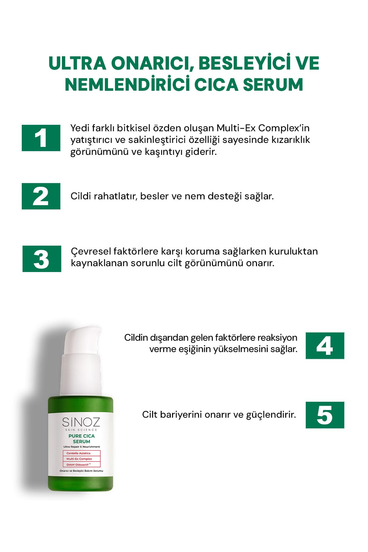 Sinoz Pure Cica Ultra Onarıcı ve Besleyici Bakım Serumu 30 Ml