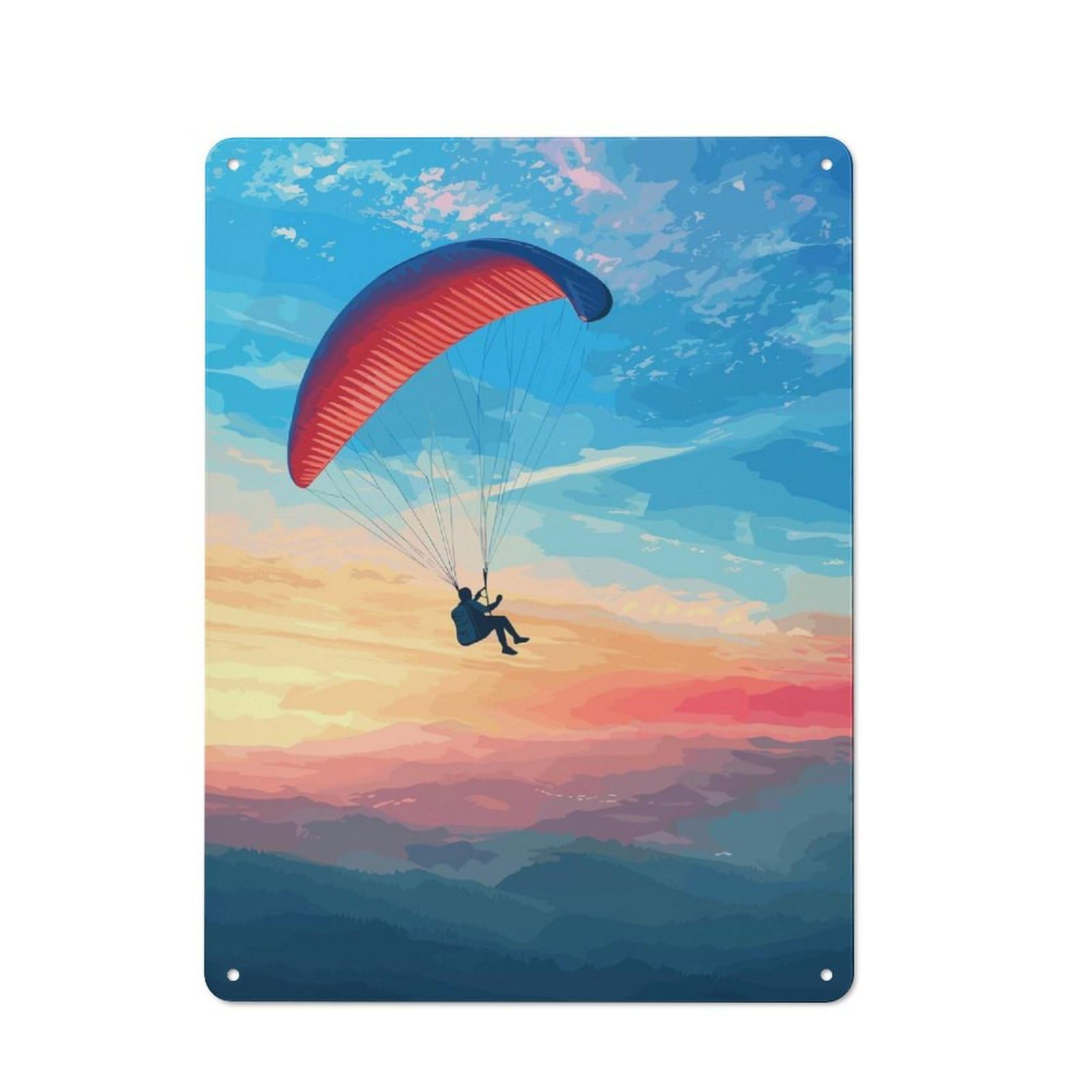 Junmoney Paragliding Skydiving Rustic Metal Sign With Design 40X30cm, Farmhouse Farmhouse Wall Decor For Dining Room, Cafe, Entryway Or Family Room
