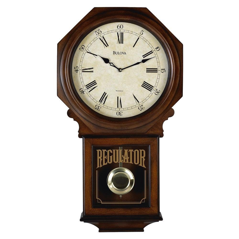 C3543 Ashford Wall Clock | 25" Schoolhouse Design | Walnut Finish | Harmonic Triple-Chime Movement | Engraving Plate