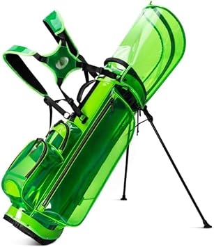 Golf Caddy Bag Transparent Stand Golf Bag Stand with Head Cover Lightweight Large Capacity TPU Fabric Golf Case with Detachable Shoulder Strap Waterproof Abrasion Resistant 5 Compartment Storage for