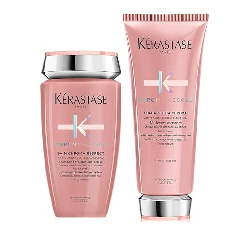 Kérastase Chroma Absolu Shampoo and Conditioner Set, 2-Step Routine for Damaged and Colour-Treated Hair, Contains Colour Protectant Shampoo & Conditioner