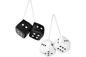 Retro Nostalgia with Fuzzy White and Black Dice: A Plush Delight for Your Car