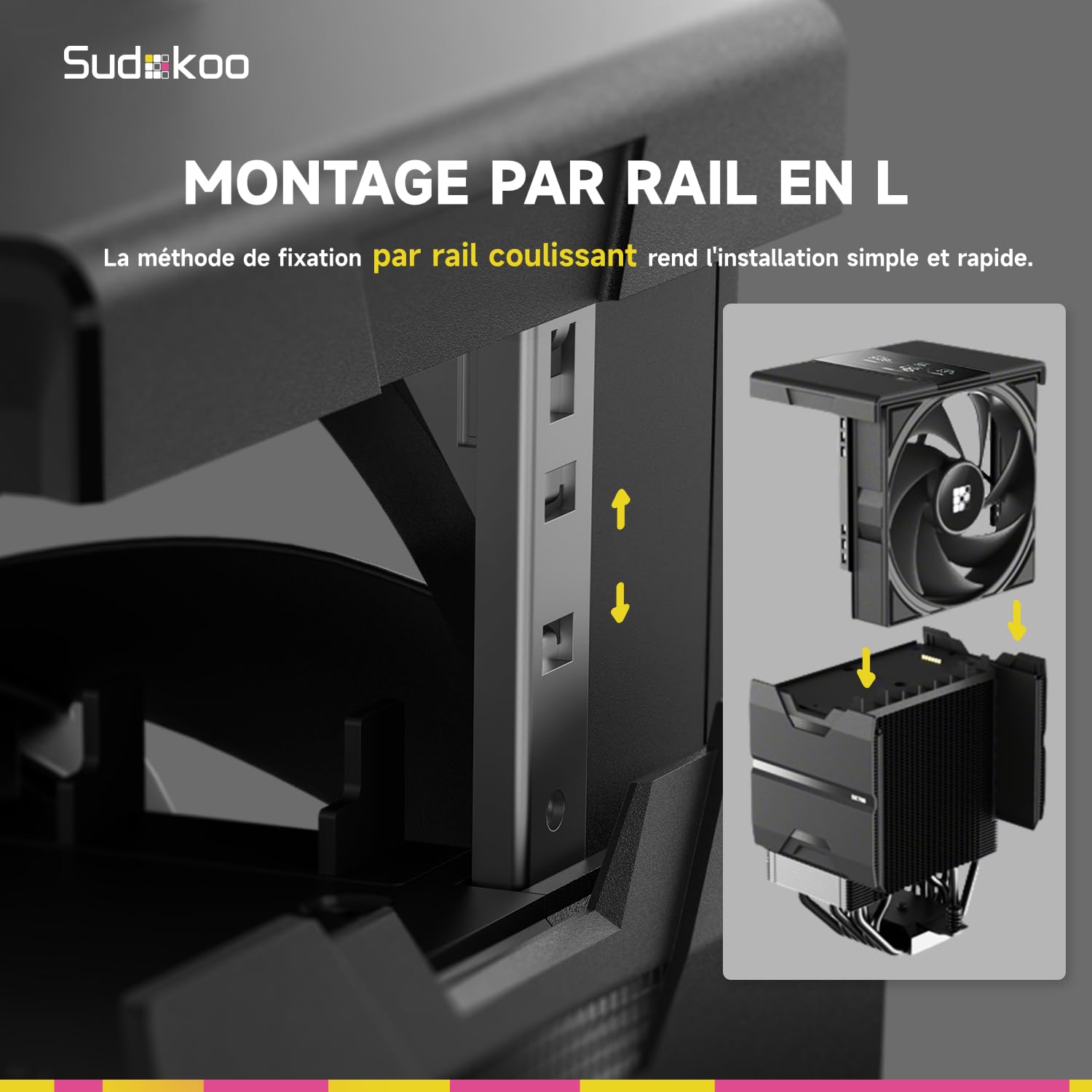 Sudokoo SK700V Ventirad AM5 Exclusif, Affichage Numérique, 7 Caloducs Ventilateur de Processeur, Tour Unique, Ventilateur 120mm FDB PWM, Accès RAM Complet, Montage Facile, Garantie 5 Ans, Noir