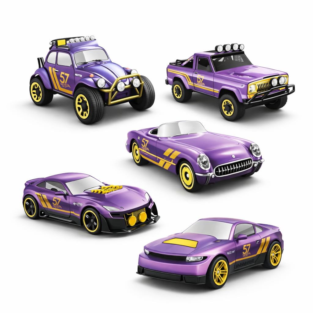 Hot Wheels Die-Cast Cars, Pearl & Chrome 57th Anniversary Collection 5 Pack (Chase Vehicle NOT Included)