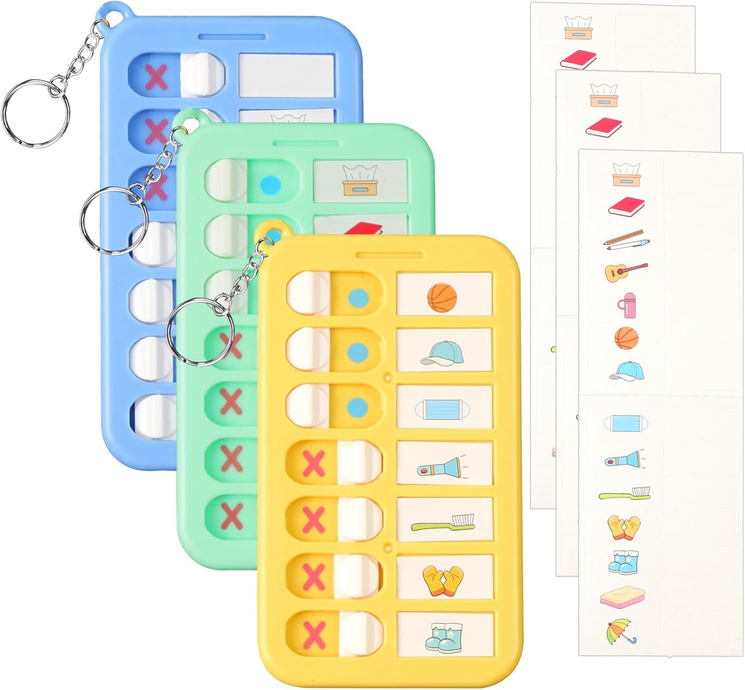 3Pcs Reminder Board for The Elderly Chore Chart Keychain for Kids to Do List Chores Checklist Task Board Portable Visual Schedule ADHD Tools Detachable Daily Task Planning Pad with List Cards Stickers
