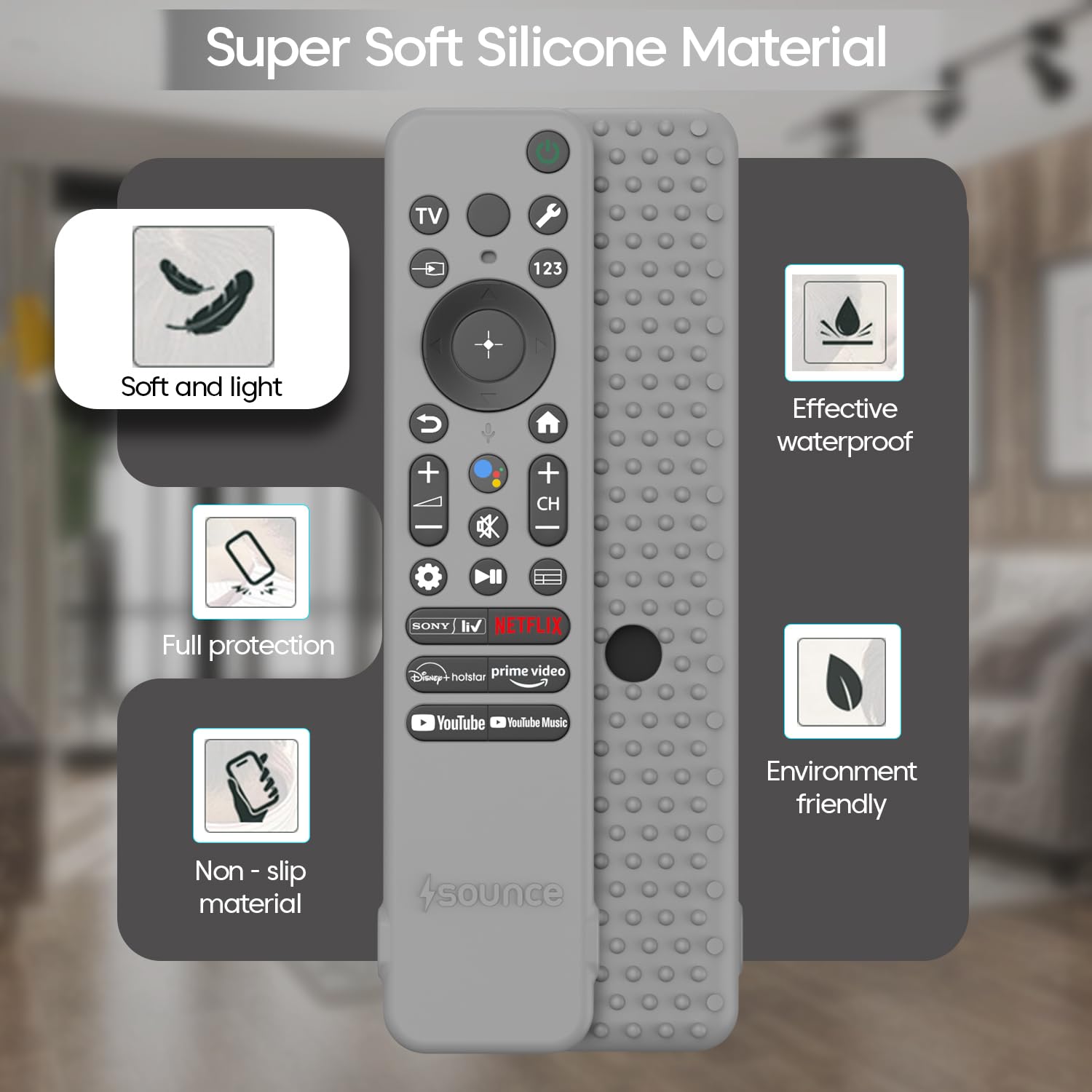 Sounce Sony Bravia RMF-TX910U Remote Cover Silicone Case, Grey — Amazon image 5