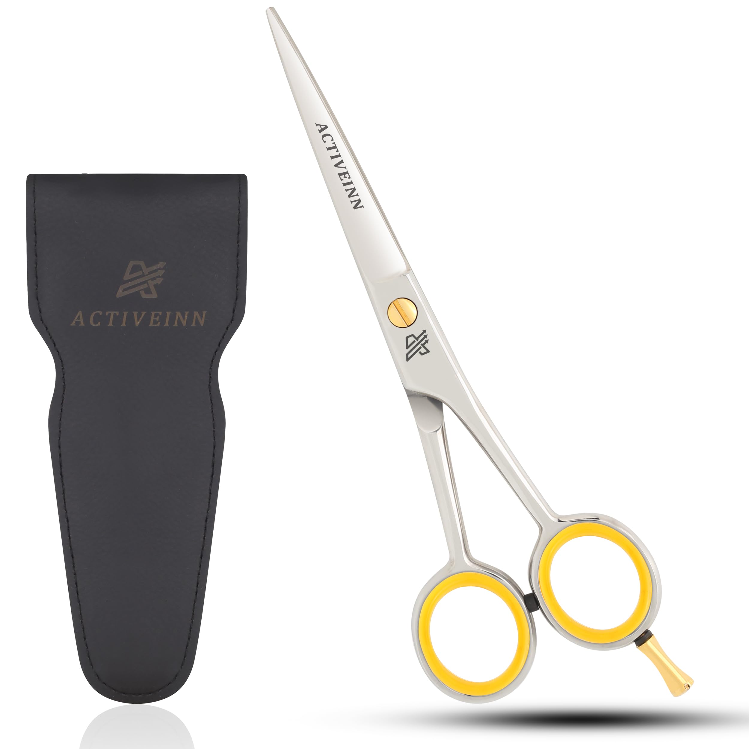 Barber Hair Cutting Scissors Premium 6. Inch Professional High Carbon Stainless Steel, SHARP Razor Edge Blades, Fine Adjustment for Salons, Barbers,