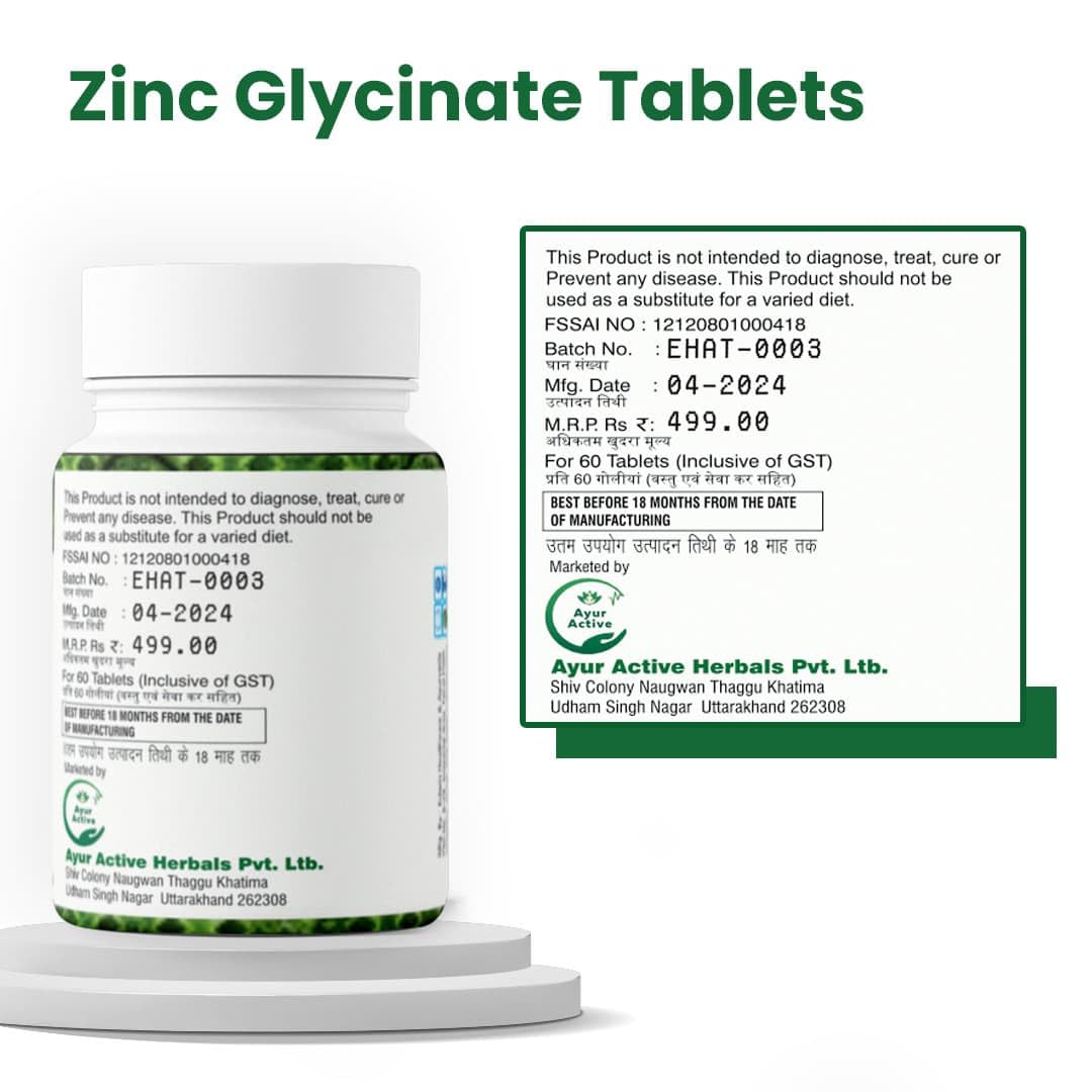 Zinc Glycinate Tablets | AYUR ACTIVE | Immunity Booster Tablet For Men And Women 2
