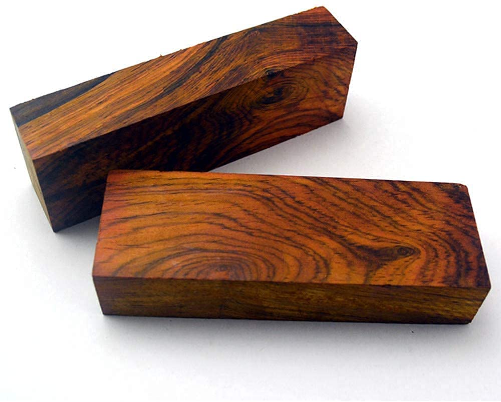 1 Paire de Dalles D'écailles de Manche de Couteau en Bois de Bois de Santal Jaune Naturel Dalbergia pour la Fabrication de Couteaux (4,72 "X1,58" X1") (Chaque Paire est Unique)