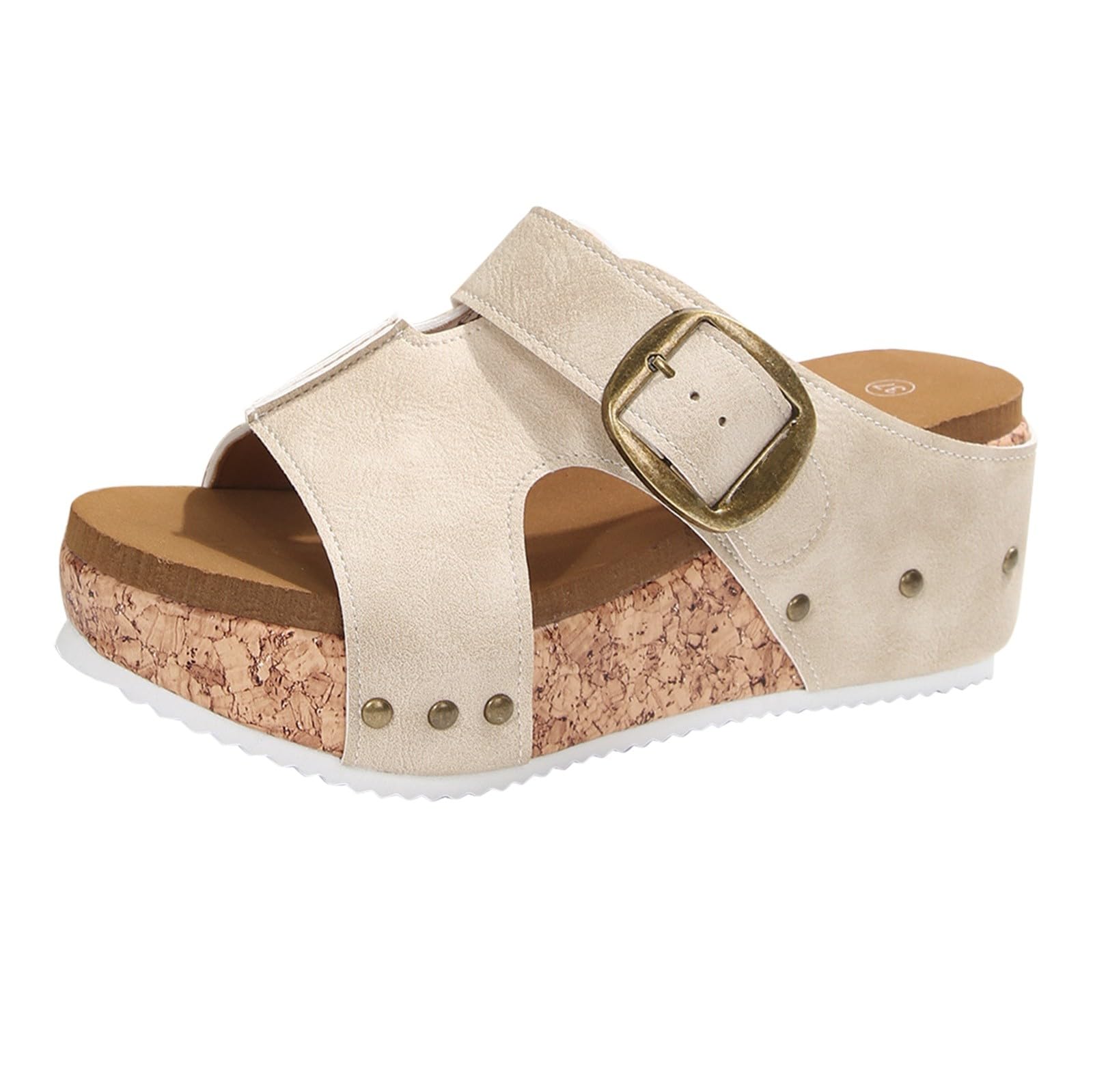 Genérico Chanclas de Cuña para Mujer con Hebilla y Gruesa de Tamaño, Nuevas Sandalias de Playa con Punta Abierta y Hebilla