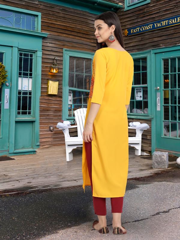 Pinkmint Women's Printed Kurti For Women's Round Neck Straight Kurti For Women (Pack Of 5)