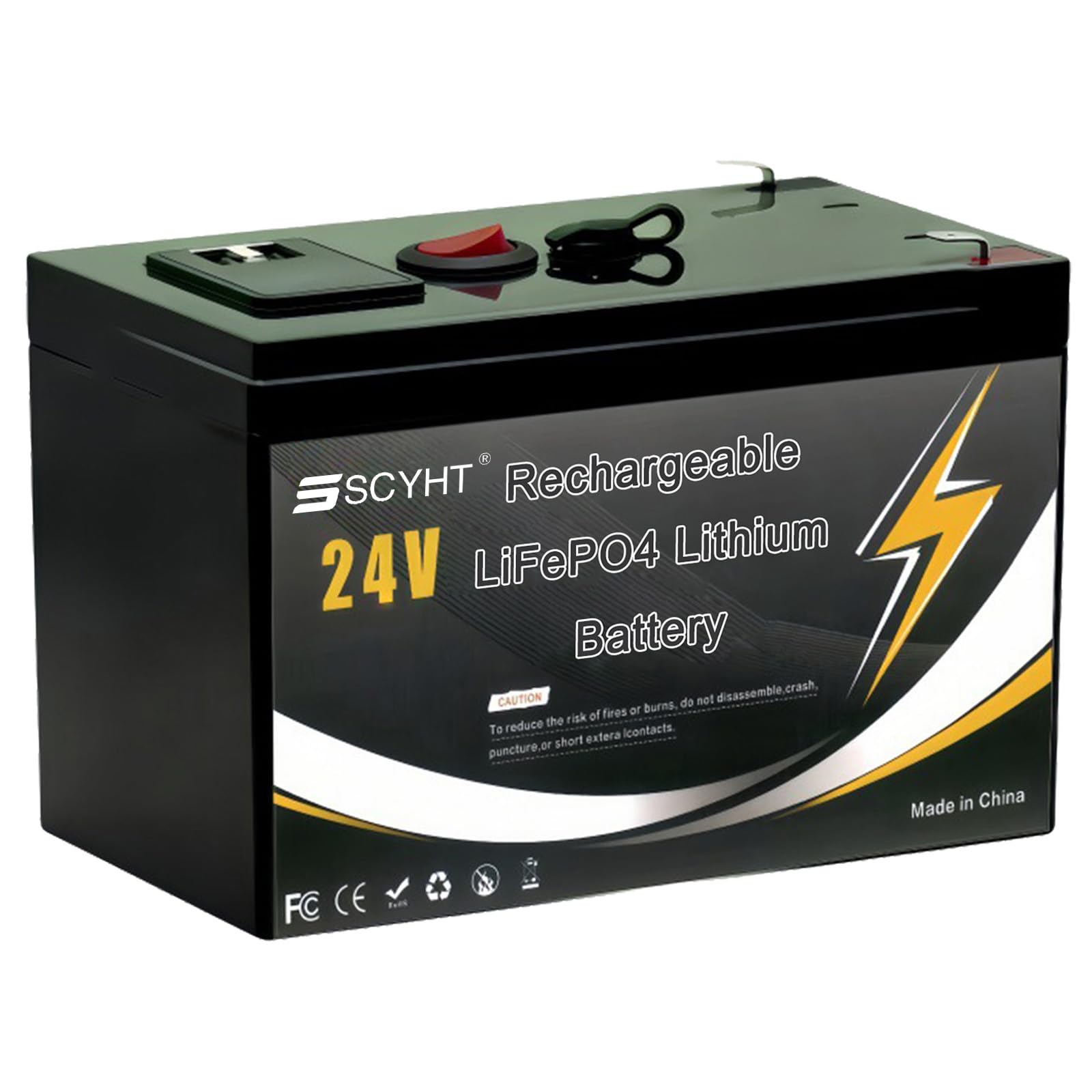 Batteria al litio LiFePO4 24V Batteria a scarica profonda (Deep Cycle) Batterie ricaricabili per impianti solari, ecoscandagli, alimentazione di backup con BMS 10A