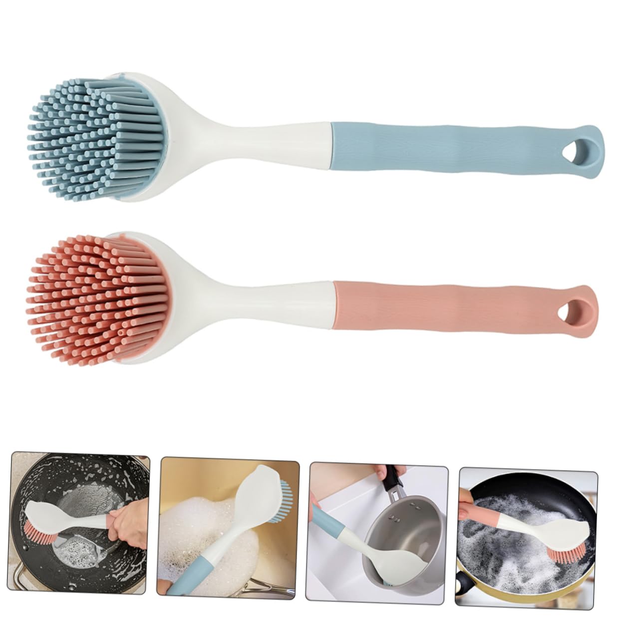 Beavorty 8piezas Cepillos De Cocina para Fregar Platos Escobilla De Limpieza De Mango Cepillo Multiusos para Sartenes y Utensilios De Cocina Rosa Azul