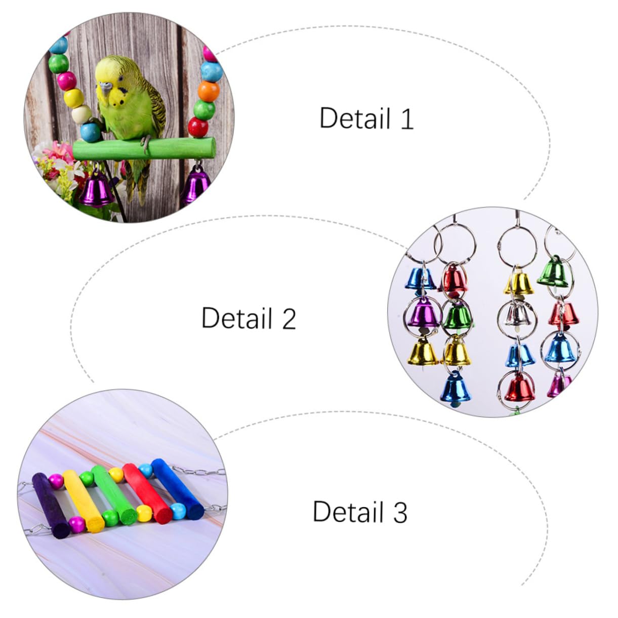 COLLBATH Ensemble De Jouets pour Oiseaux Design Unique 5 Pièces Fournitures pour Animaux De Compagnie Jouet À Mâcher pour Perroquets
