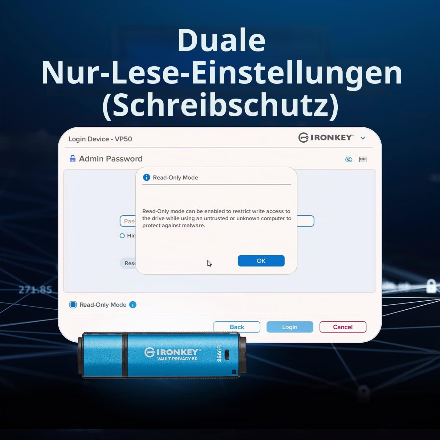 Kingston IronKey Vault Privacy 50 FIPS 197-zertifizierter und mit XTS-AES 256-Bit verschlüsselter USB-Stick für mehr Datenschutz - IKVP50/16GB