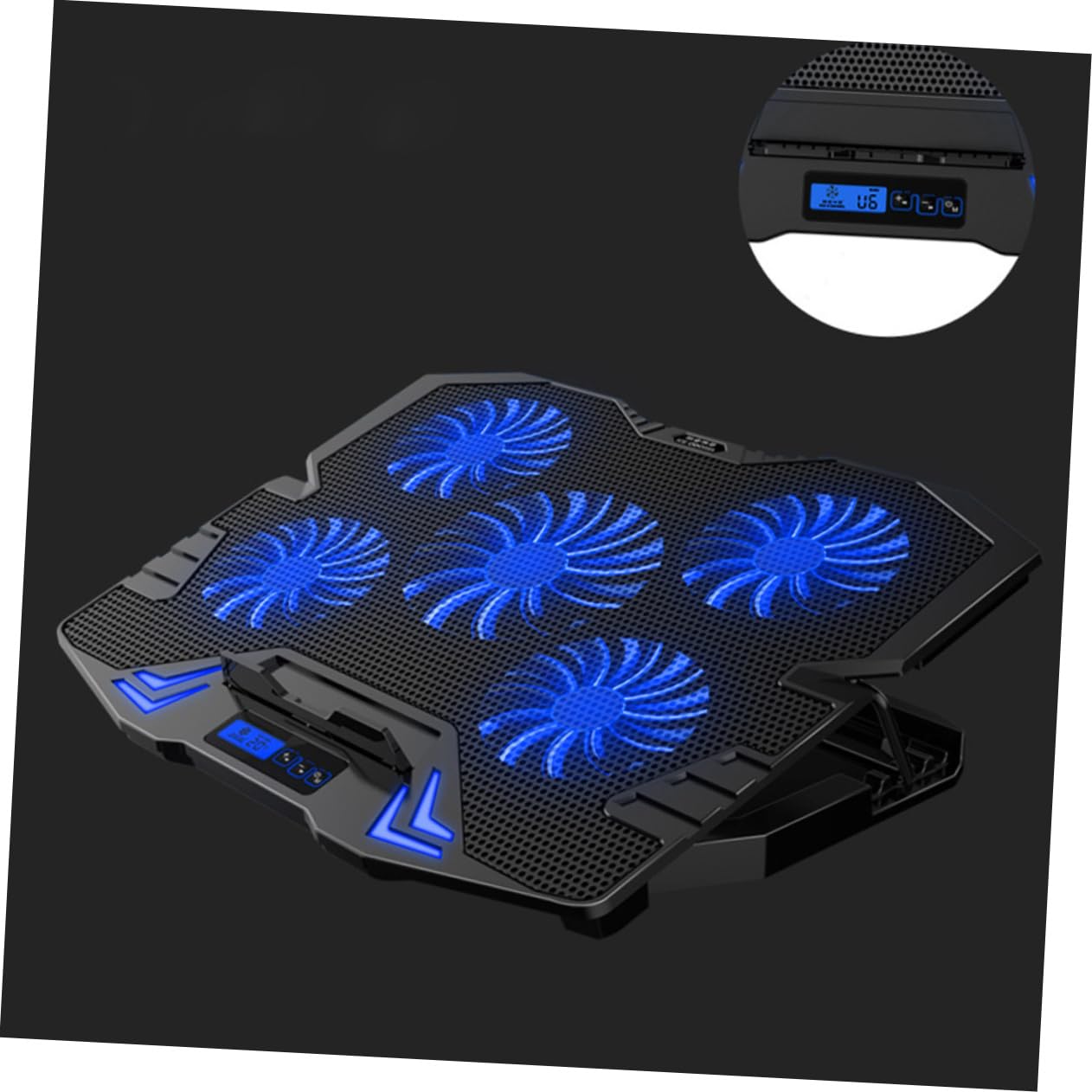 NUOBESTY Laptop-kühlpad mit Lüftern Verstellbarer Notebook-kühler rutschfeste Pads USB-anschluss Metallgitteroberfläche für Wärmeableitung