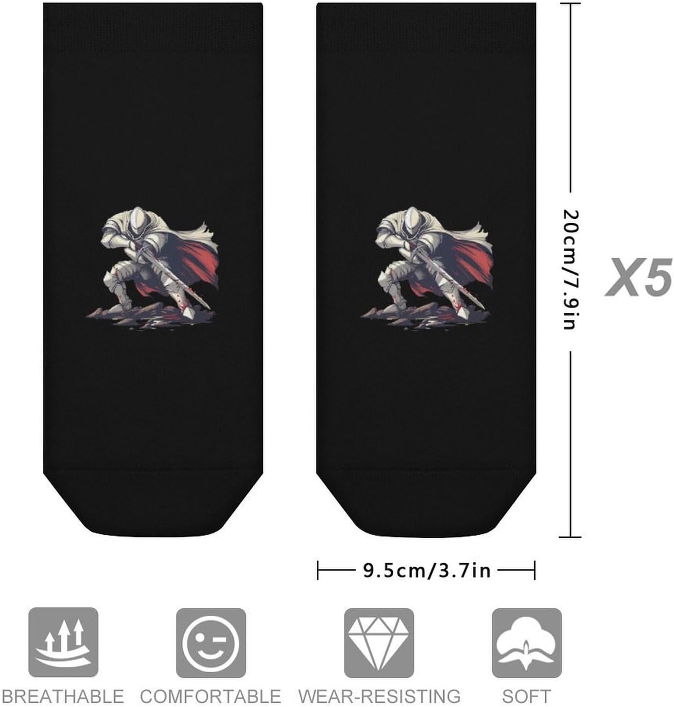 Funny Medieval Knightes Men Socks No Show Low Cut Ankle Sock
