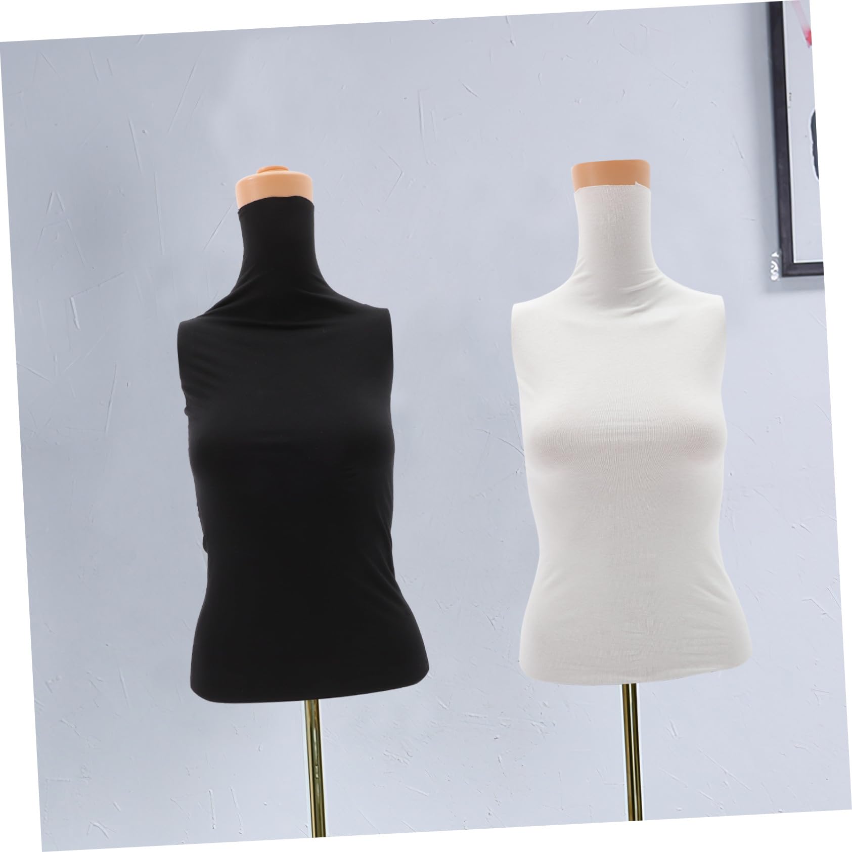 Schneiderbüste Overlay aus Strapazierfähigem Baumwoll Stoffbezug für Weibliche Schaufensterpuppe Oberkörper 2 Stück Passend für Mannequins Schwarz und Weiß