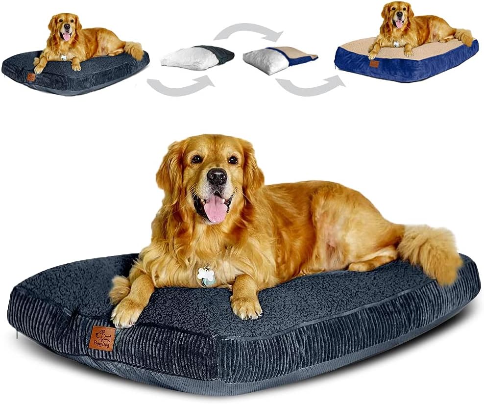 Floppy Dawg Large Dog Bed with Removable, Machine Washable Cover and Waterproof Liner. Classic Pillow Stuffed with Orthopedic Memory Foam Blend. Made for Big Dogs up to 90 Pounds. : Pet Supplies