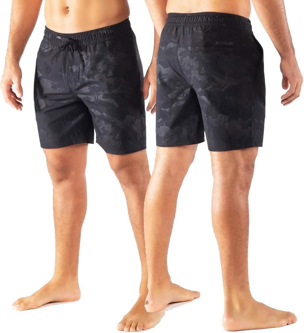 Virus Mens Black CAMO ST9 EVO Performance Shorts (Black Camo, Medium)