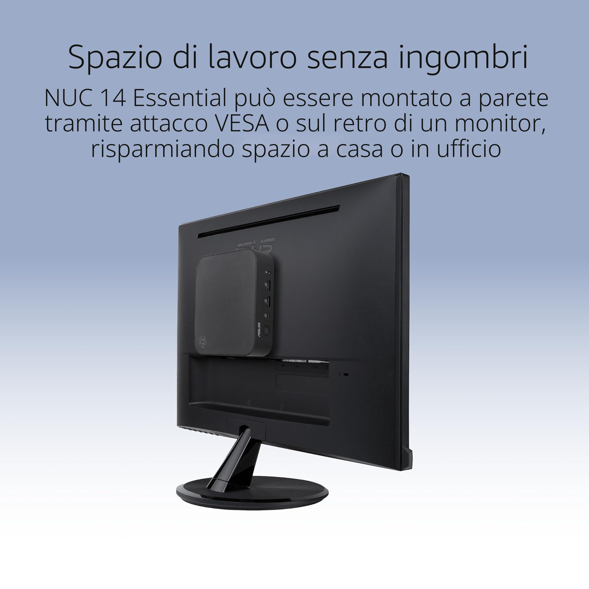 ASUS NUC 14 Essential Kit Mini PC Intel N250 16GB DDR5-4800 SSD M.2 Wi-Fi 6E Bluetooth 5.3 Nero