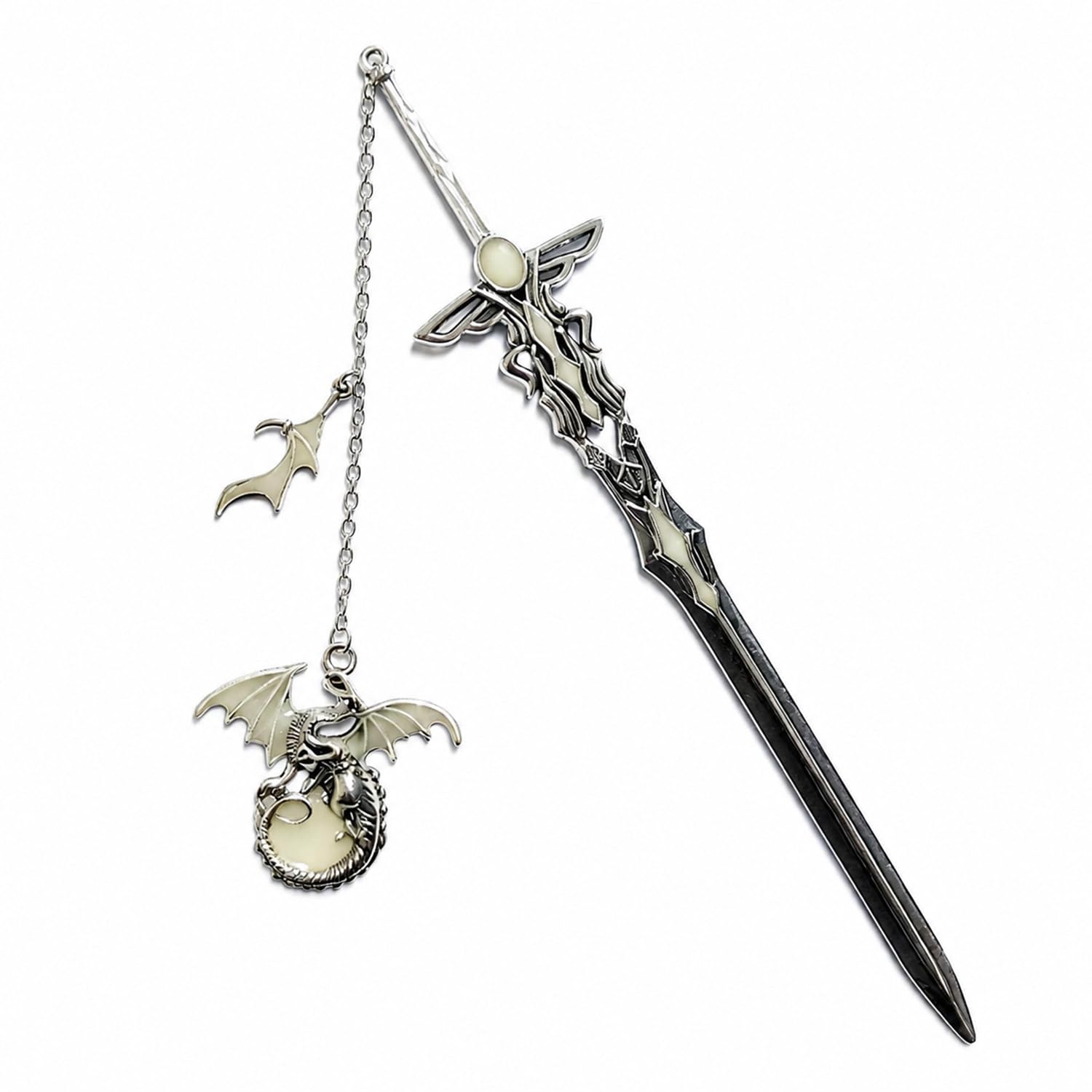 Glow in Dark Dragon Sword Metal Bookmark Luminous Page Marker
