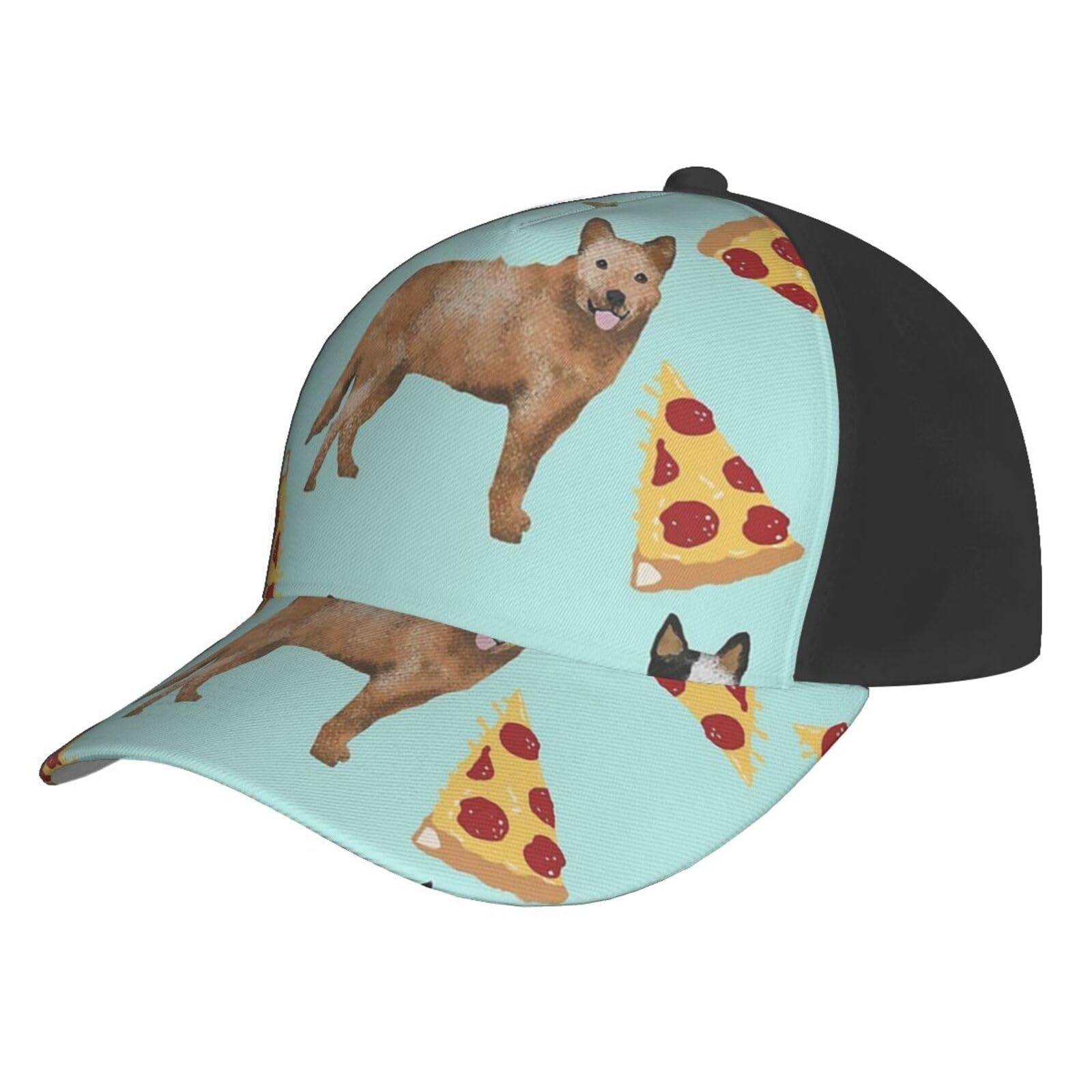 Poadnly Australian Cattle Dog Blue and Red Heelers and Pizzas,Baseball Cap Adjustable Classic Dad Hats Trucker Hats
