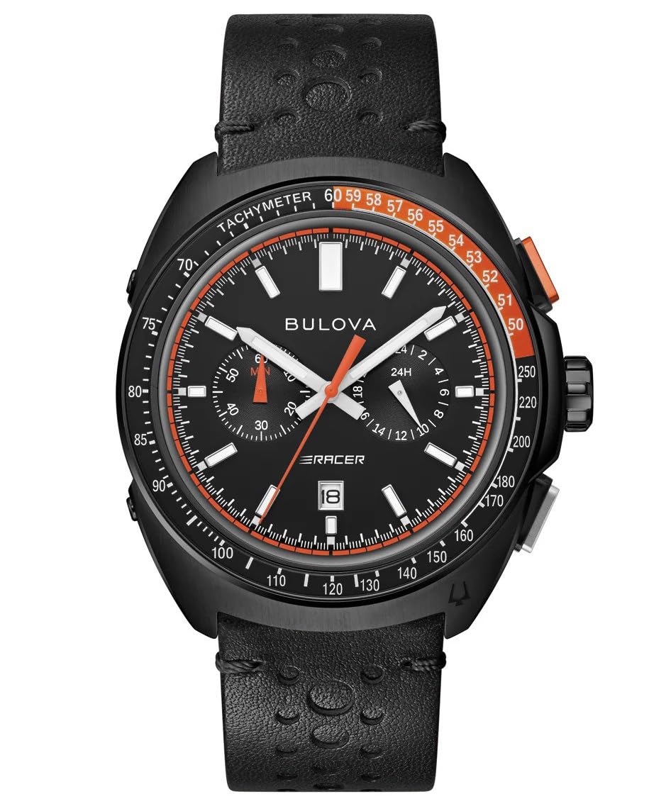 Men's Bulova Racing Chronograph Black Strap Watch