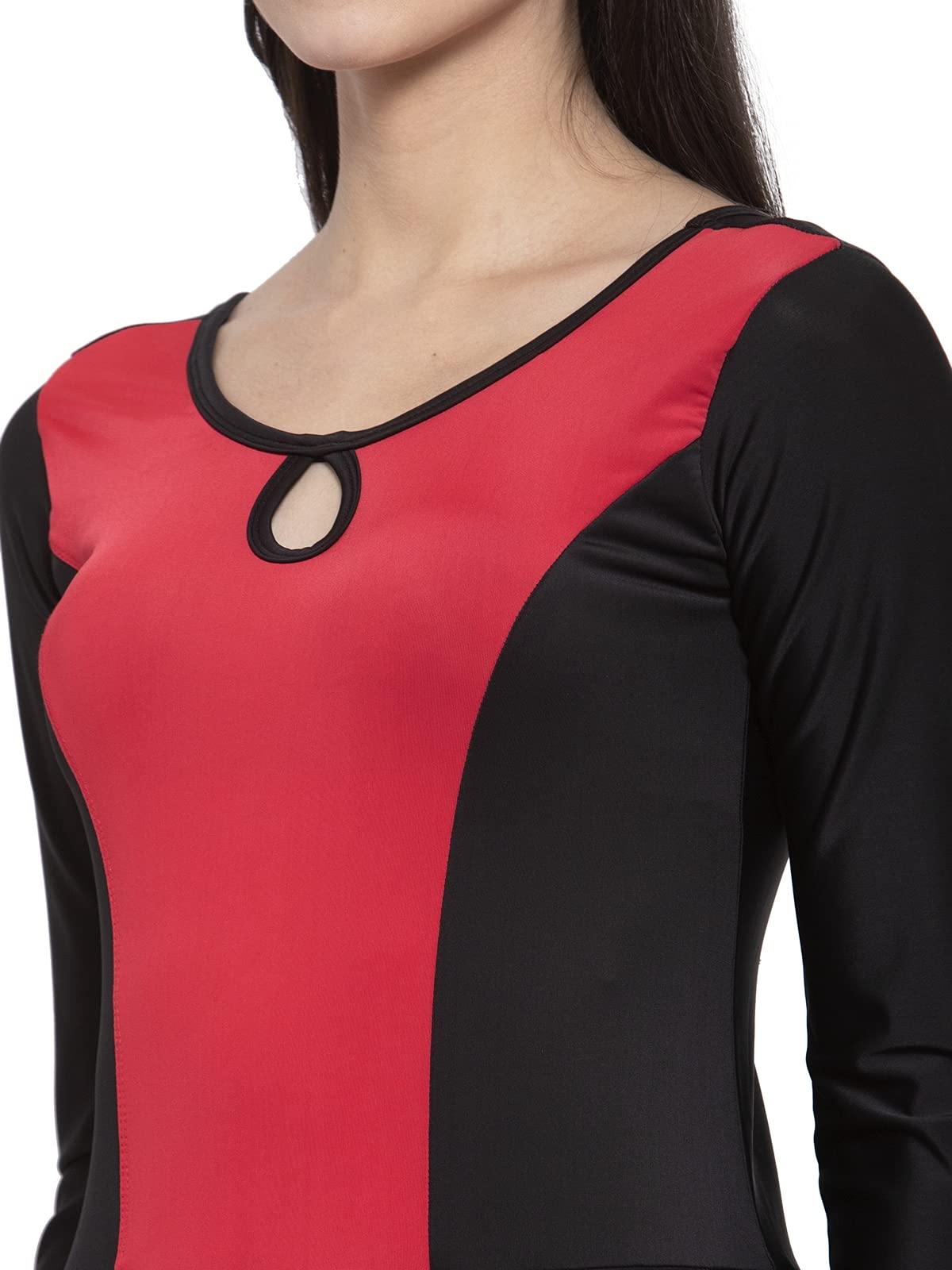 CUKOO Padded Black & Red Single Piece Long Swimwear 2