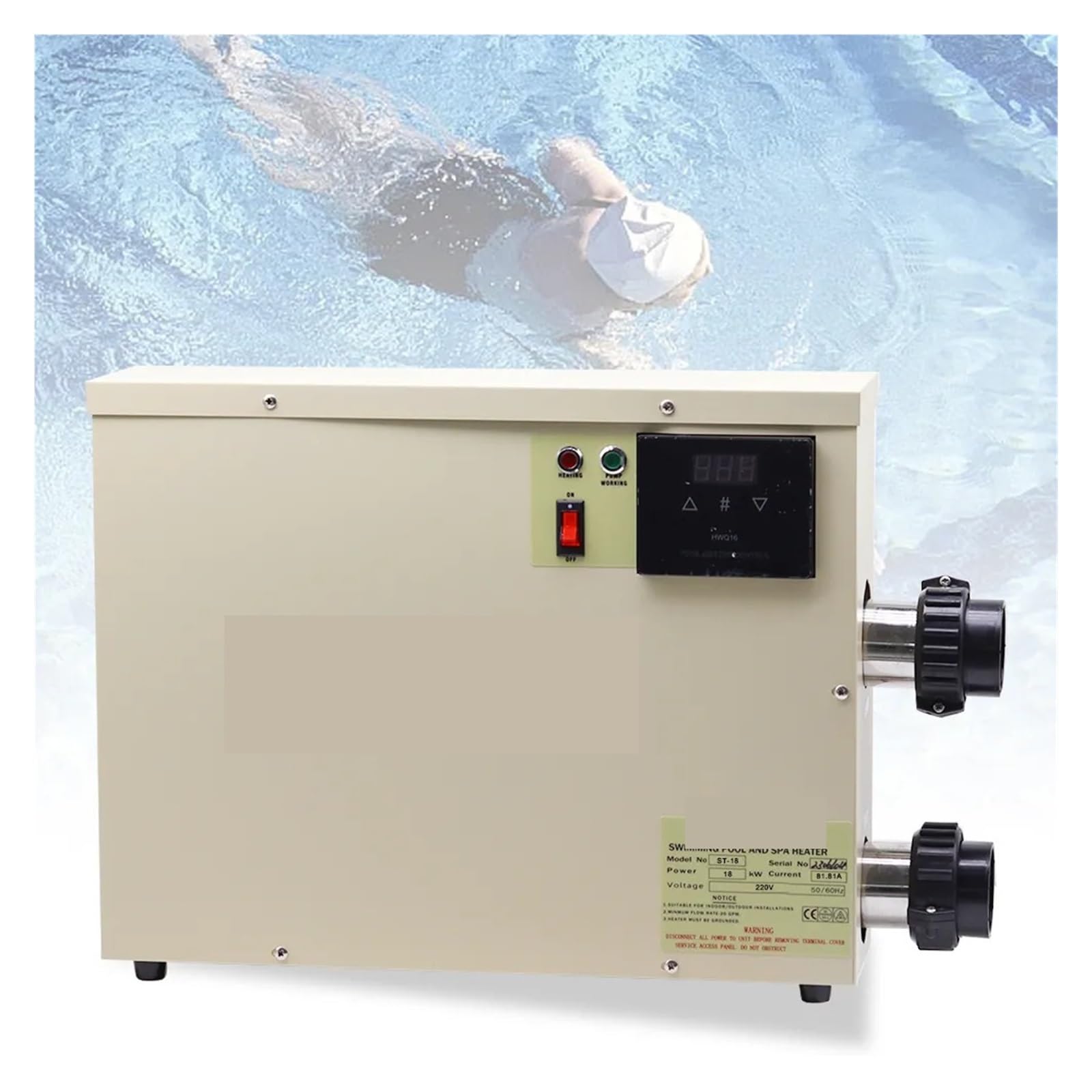 CUDTAPI Pool Heater 18kw Water Heater For Swimming Pool & Bathtube Thermostat Waterproof Touch Screen Pool Heat Pump(240)