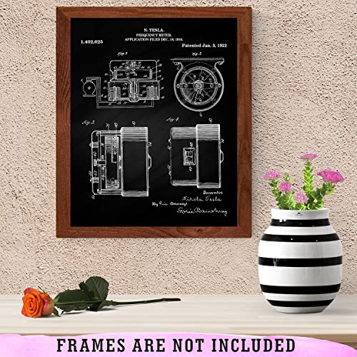 Nikola Tesla Vintage Patent Wall Art - Geek Steampunk Home Office Industrial Wall Decor - Engineer Gifts Idea For Mechanical Electrical Men Women Science Grad Nerd - Unframed 8X10 Poster Prints #TOP7