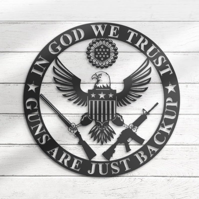 Personalized We The People In God We Trust Metal Wall Art Led Light Us 2Nd Amendment Sign Decoration United States Constitution Patriotic Decor | Metal Wall Art Last Name Sign|Outdoor Metal Sign