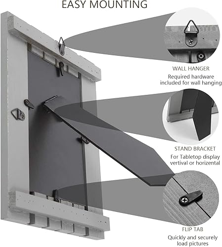 Miniatura 3 de Marco de madera de 5 x 7 pulgadas, color gris turquesa envejecido, paquete de 2