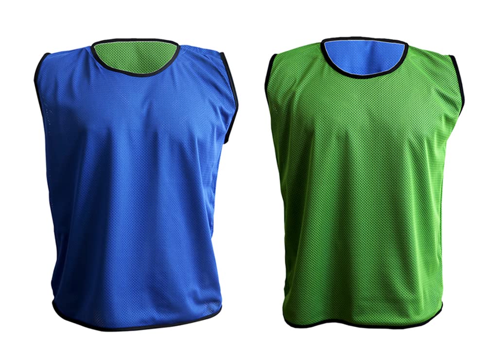 PROSTYLE SPORTS 7 Football Training Reversible Bibs Football Netball Rugby Hockey Cricket (Royal/Green, Youth(Mens Small-Medium))